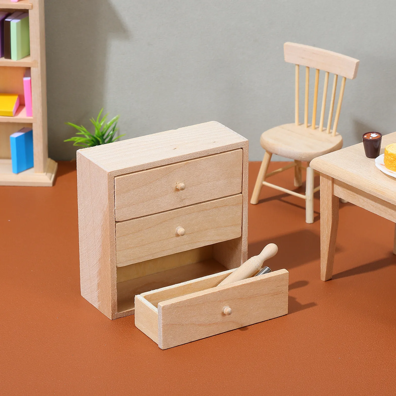 

Miniature Wooden Cabinet 1:12 Scale Mini House Cabinet Decor Mini Furniture Models Fine Craftsmanship Vivid Appearance Light