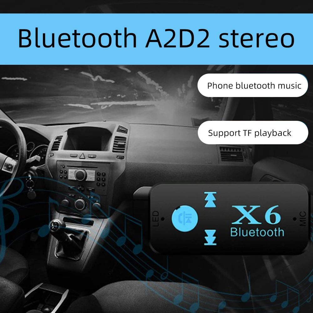 AUX Car Bluetooth Receiver 3.5mm Wireless Bluetooth 5.0 Adapter Audio Converter Stereo Hands-Free TF Card Playback