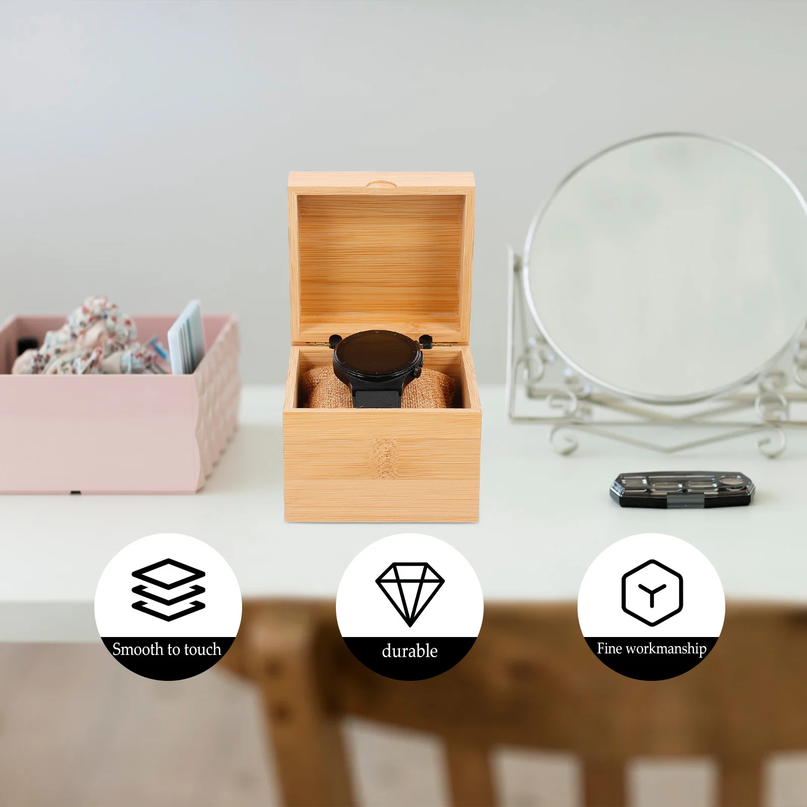 

5pcs 5 PCS Watch Case Storage Boxes for Men Wood Holder Organizer Bracelet Strap Tray