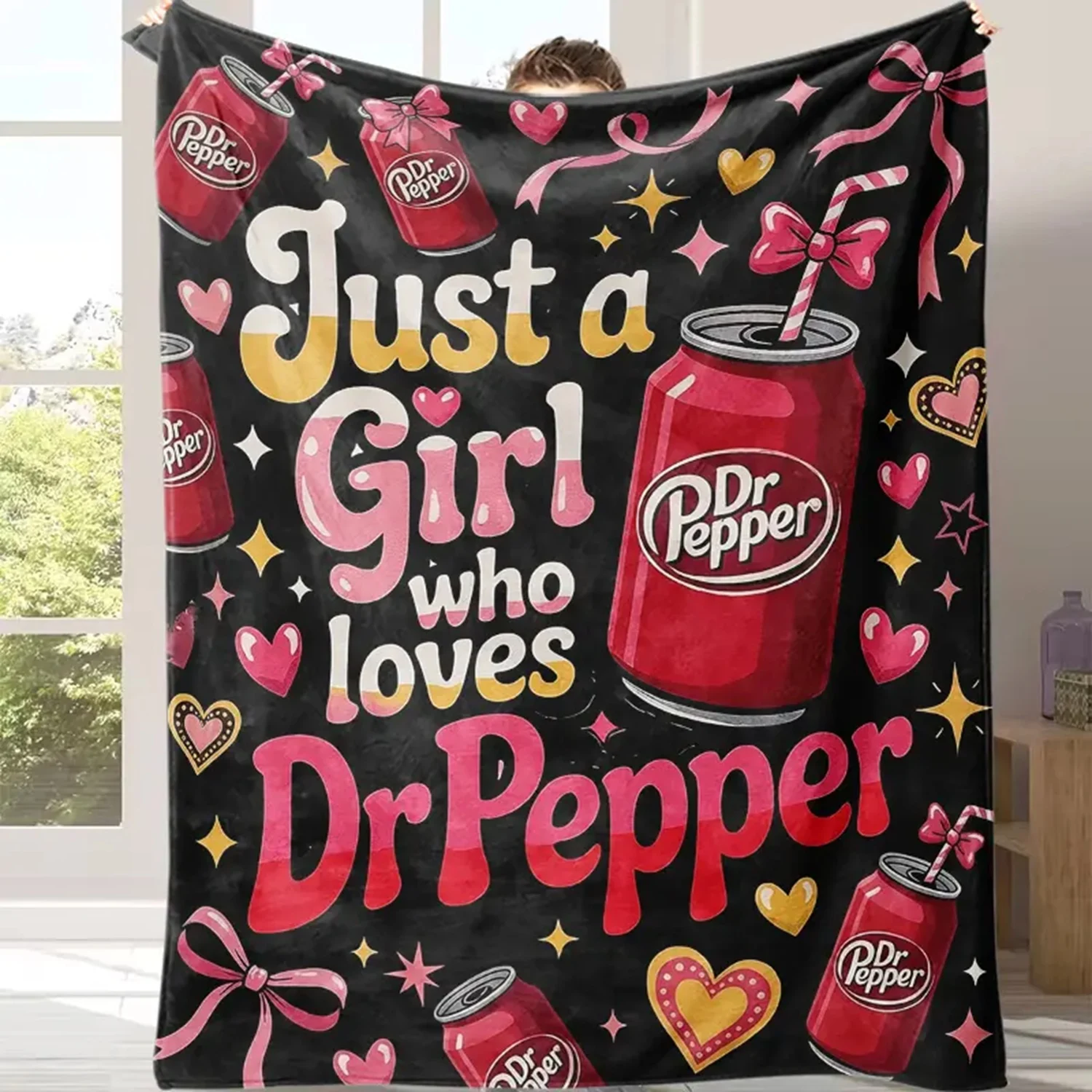 Throw Flannel Blanket, Indoor Outdoor Use for Sofa Bed Camping Travel, Cute Home Decor Gift Blanket for Soda Enthusiast Girls