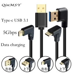 Gold-plated Elbow Cable Type-C To USB3.0 Charging Data Cable 90-degree Right-angle Type-c Hard Disk Notebook Mobile Phone Cable