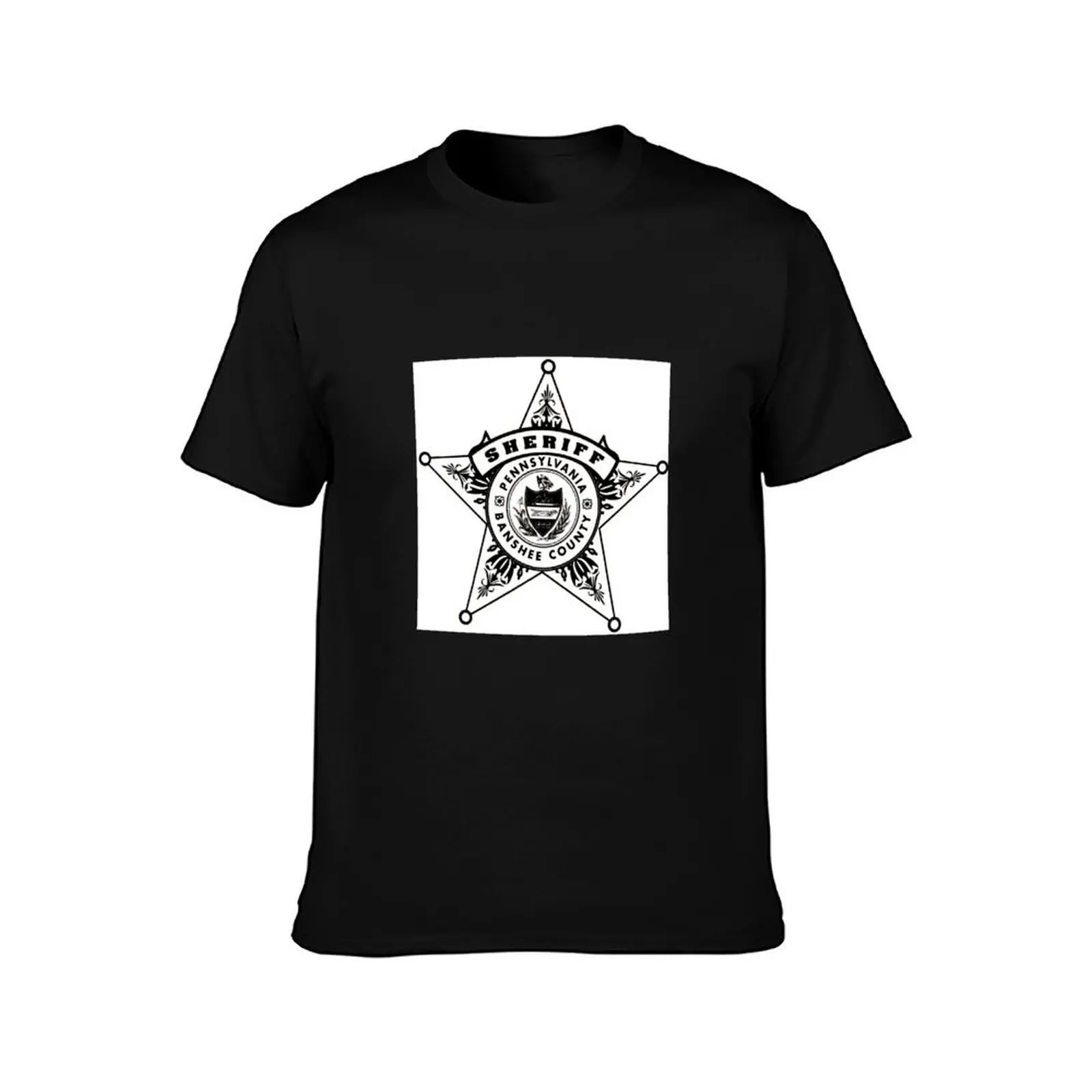 Banshee Sheriff T-Shirt, Summer Casual Cotton Tee, Oversized Streetwear Tops, Vintage Graphic Print, Loose Fit Short Sleeve