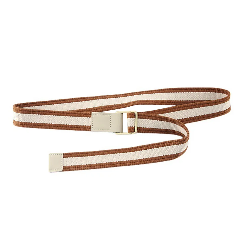 

New Unisex Double Ring Buckle Belt fashion stripe Canvas Men Belt casual simple Men and Women Outdoor sport Belt