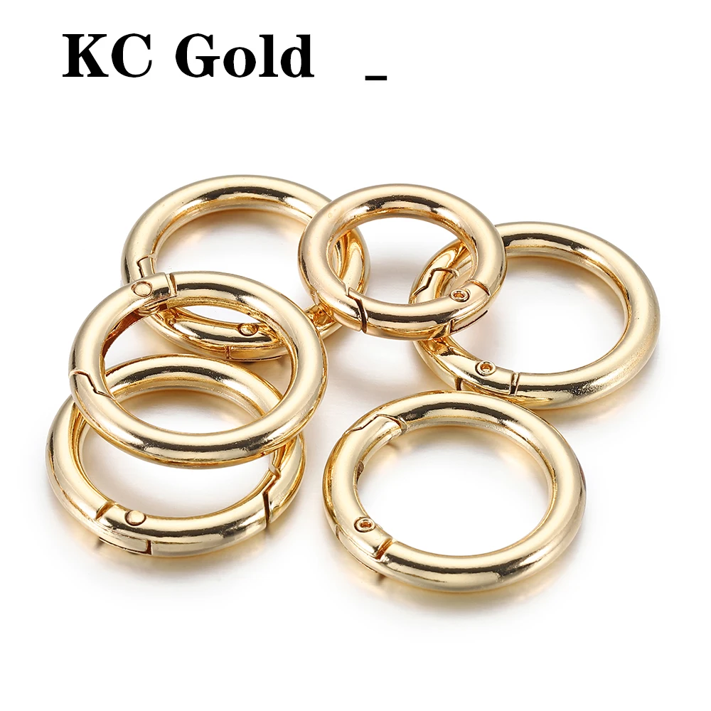 5pcs Spring Clasp Keychain Ring KC Gold Color Openable Round Carabiner Hook Buckle