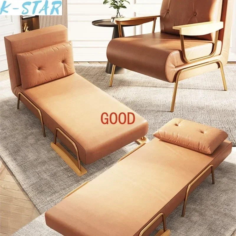 

Folding Bed Dual-Use Single Foldable Multifunctional Double Home Small Apartment Living Room Balcony Adult Faux Leather K-STAR