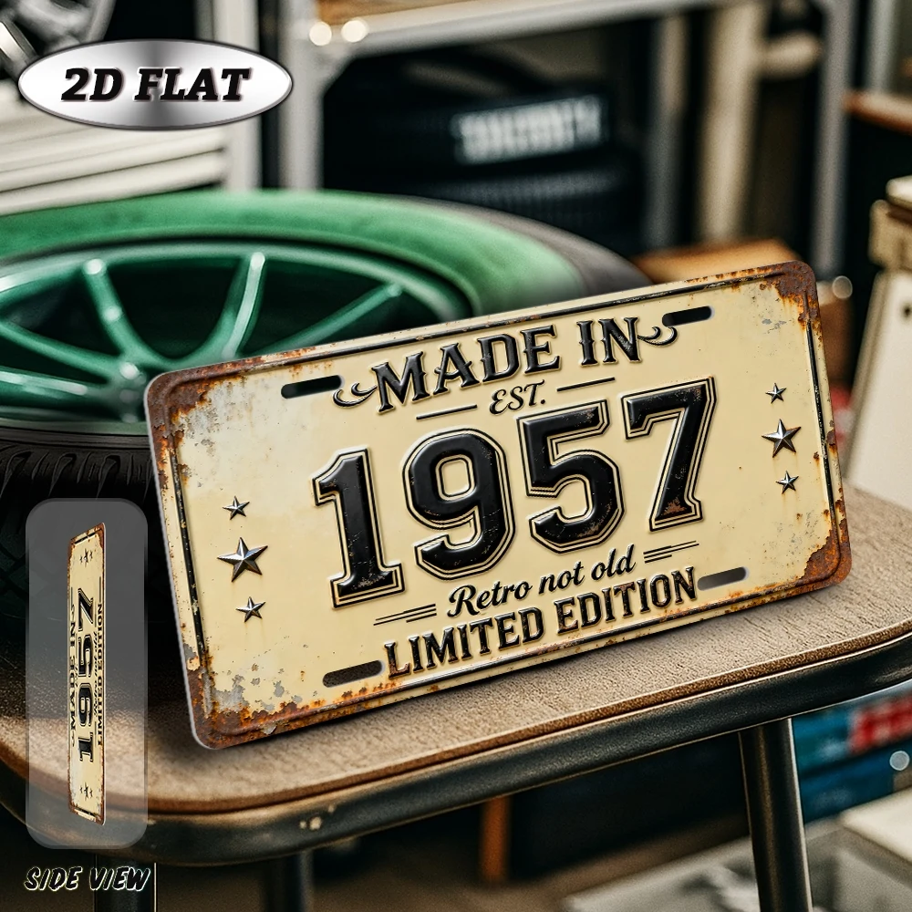 2D Flat - 【2D Flat】 2D Flat - [2D Flat], 2D Plane, 1pc, Vintage Metal Aluminum Decorative Sign (12×6 Inches), Retro Year Sign Ma