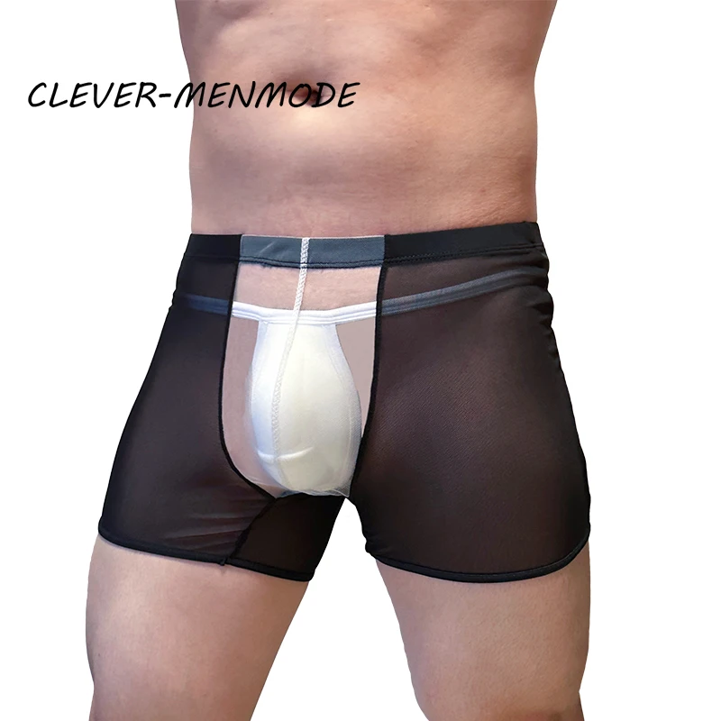 

Men's Underwear Sexy Mesh Ultra-Thin See-Through Transparent Boxers Bulge Pouch Breathable Male Erotic Costume Lingerie