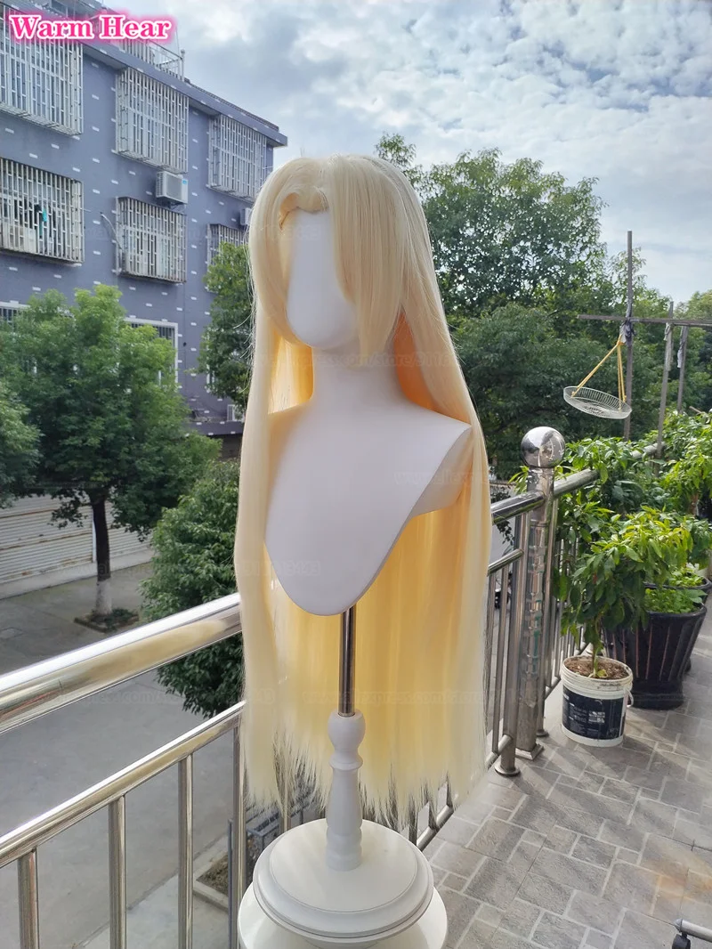 Nowość!100cm Długa Syntetyczna Peruka Anime Tsunade Cosplay Blond Stylizowana Prosta Peruka Żaroodporne Włosy Party Kobieta Peruki + Czapka Peruka