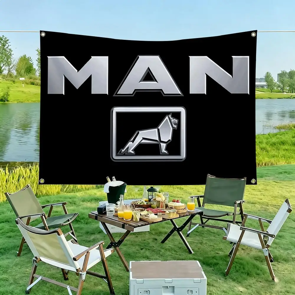 Cool M-MansS Truck Flags Wall Art Backdrop: Camping Outdoor Garden Bedroom Party Decor Family Gifts