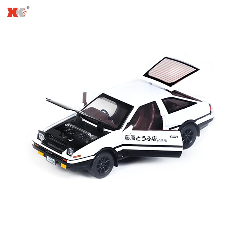 Initial D Toyota AE86 Alloy Car Model 1/32 Initial D Fujiwara Tofu Shop Scene Model with Pull Back Metal Toy Car Gifts for Boys