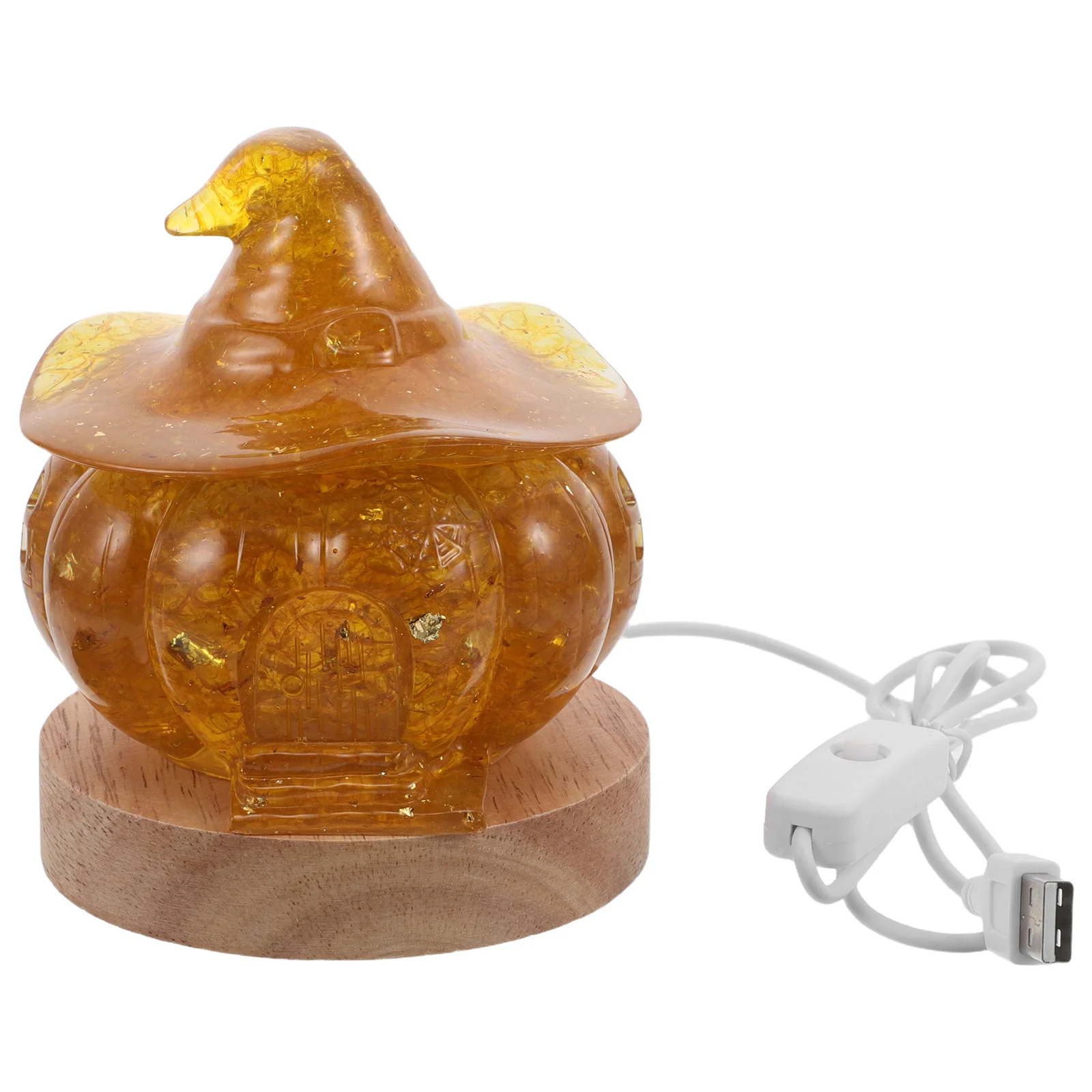 اليقطين ضوء الليل Led كريستال اليقطين على شكل مصباح مع قاعدة خشبية توهج سقوط ديكور هالوين عيد الشكر حفلة صالح