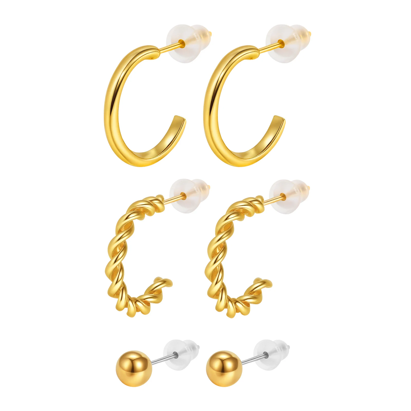 

Cubic Zirconia Circle Hoop Earrings For Women, 3pcs Stack Set Earring, Cartilage Earring Multiple Piercing Jewelry