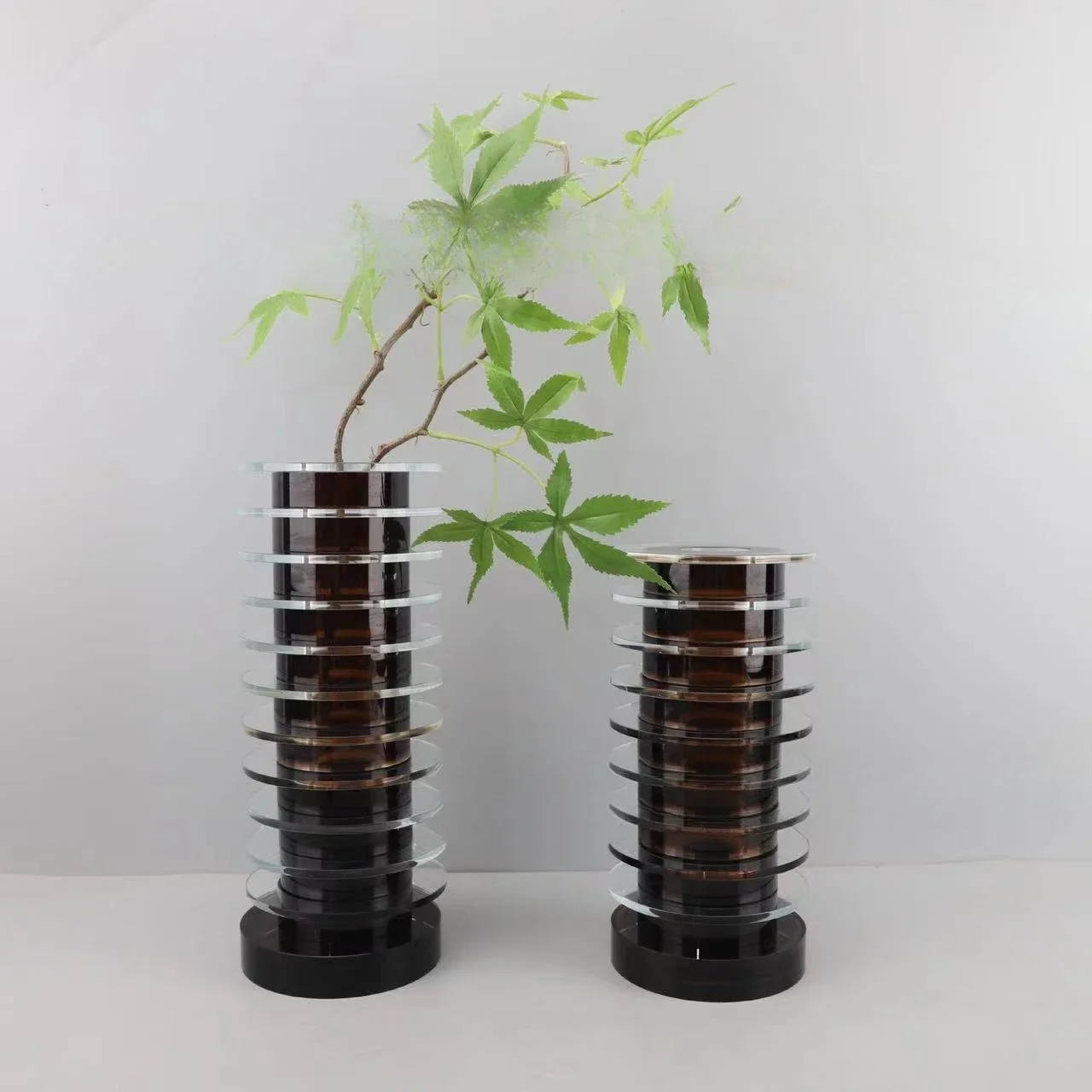 Modern simple crystal stacked flower arrangement device, model hotel villa, high-end dried flower flower arrangement crystal