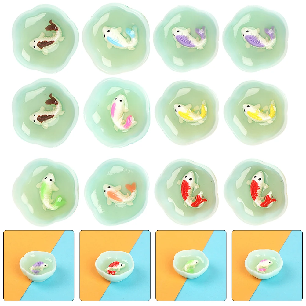 

16 Pcs Simulated Fish Bowl Ornament Mini Desktop Tank Resin Decor Models Toy Decorative