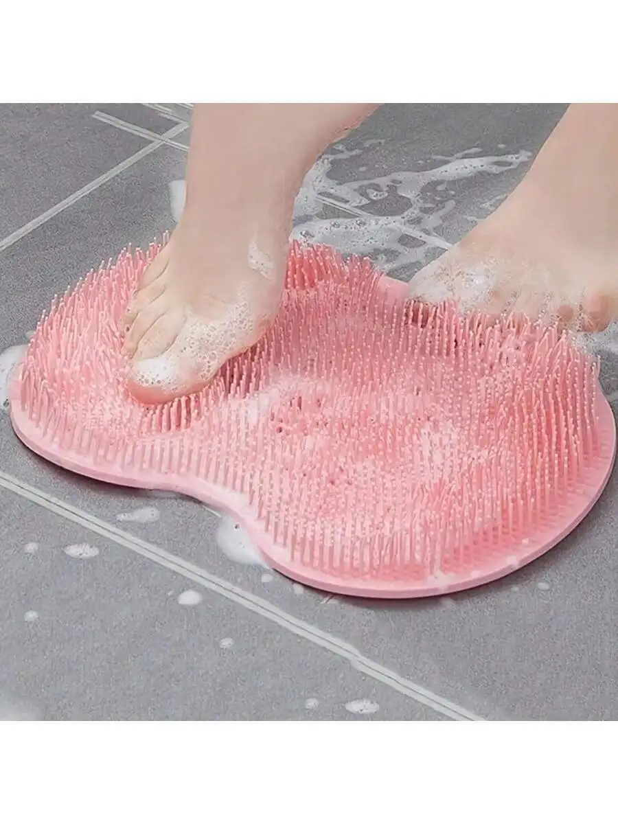 

1pc Silicon Shower Massage Pad With Foot Massage Scrub - Wall-Mounted Exfoliating Tool With Anti-Slip Suction Cup