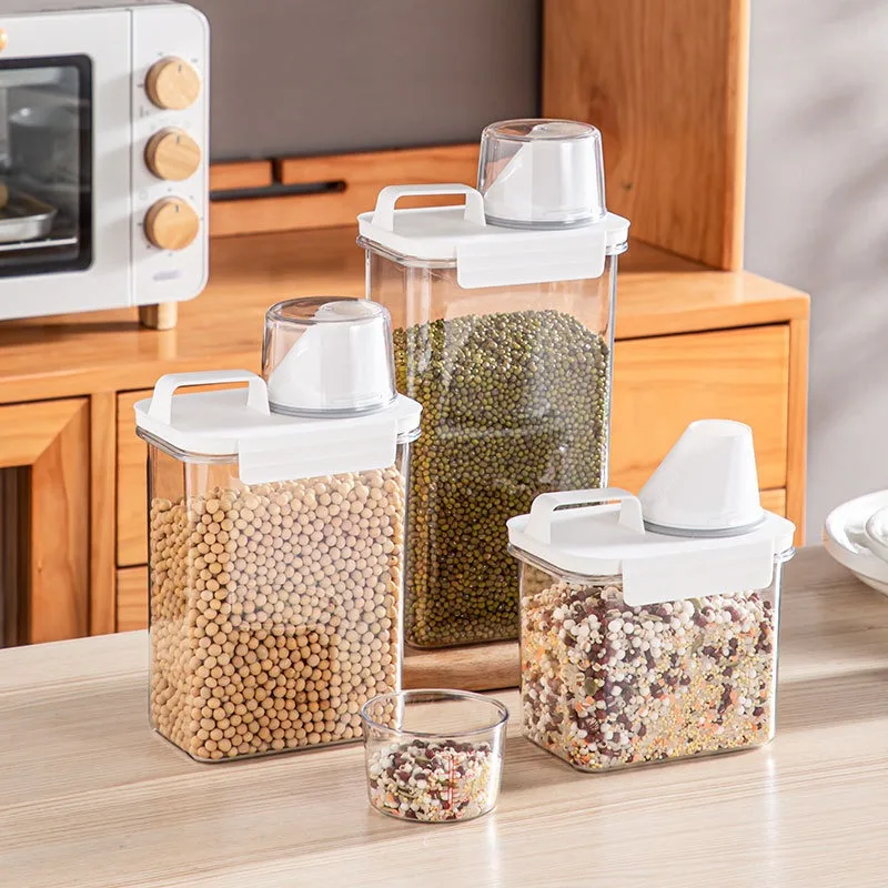 Caixa de armazenamento multigrãos, balde de arroz transparente, jarra de armazenamento de cozinha, recipiente de macarrão, estilo simples e moderno, selado, uso doméstico