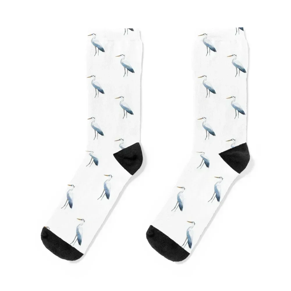 Great Blue Heron Watercolor Socks man Toe sports Men's Socks Luxury Women's