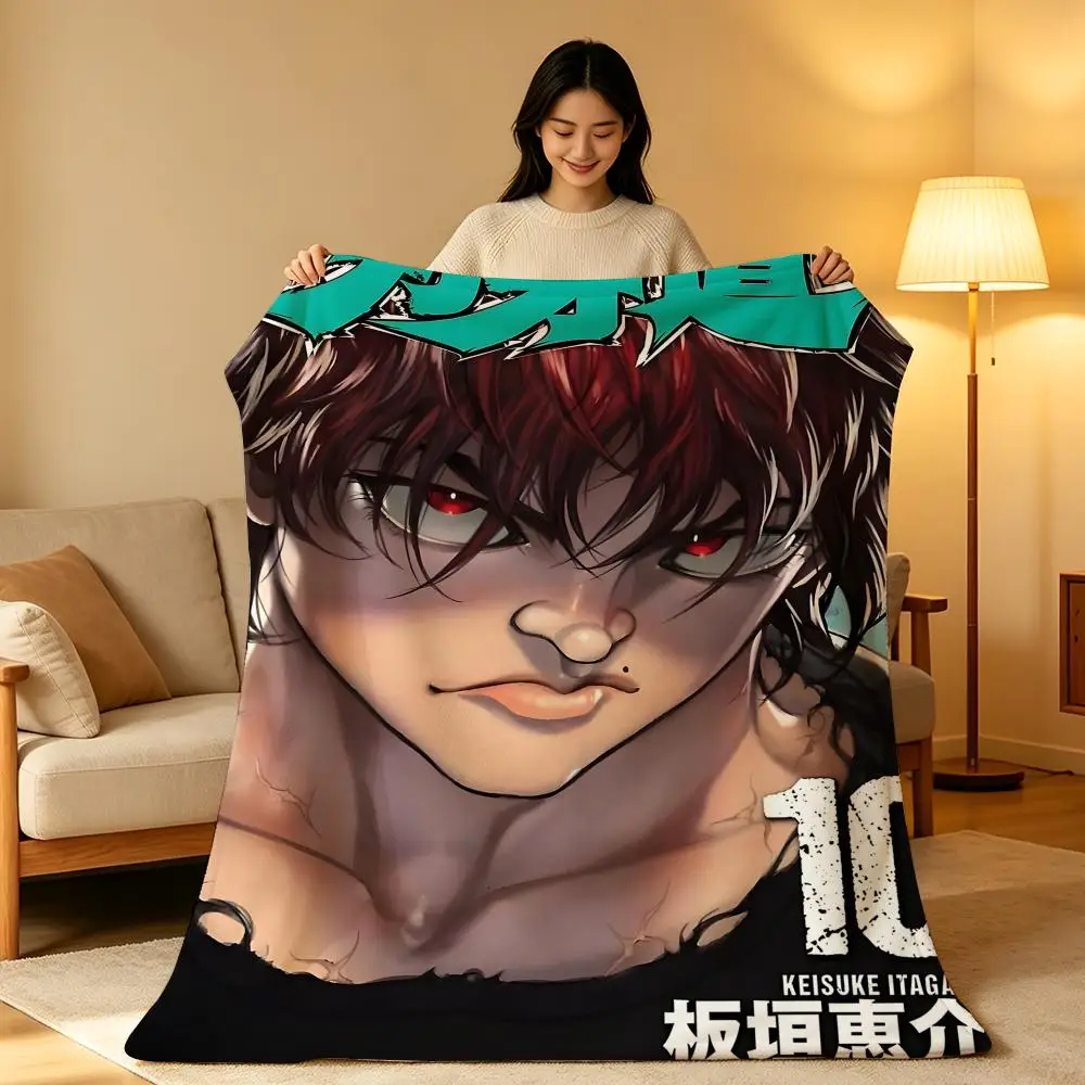 Anime B-BakiBaki Throw hot High-Density Short Plush Blanket Soft Skin-Friendly for Sofa Nap Air-Conditioned Room