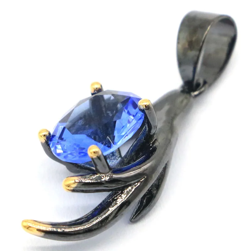 Buy 3 Get 1 Free 35x12mm Deer Antler Pink Kunzite Swiss Blue Topaz Violet Tanzanite Black Gold Silver Pendant