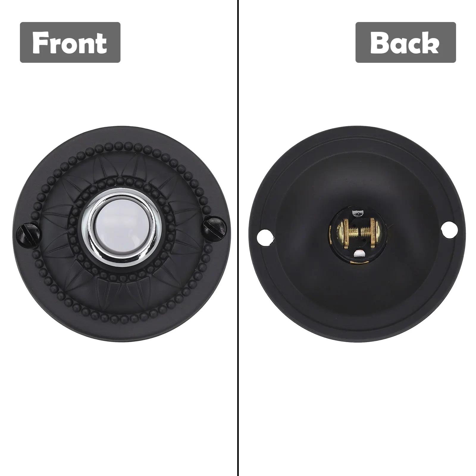 Front Door Replacement Round Iron Doorbell Sturdy Black Visibility After Dark Waterproof Cracked Plastic Buttons