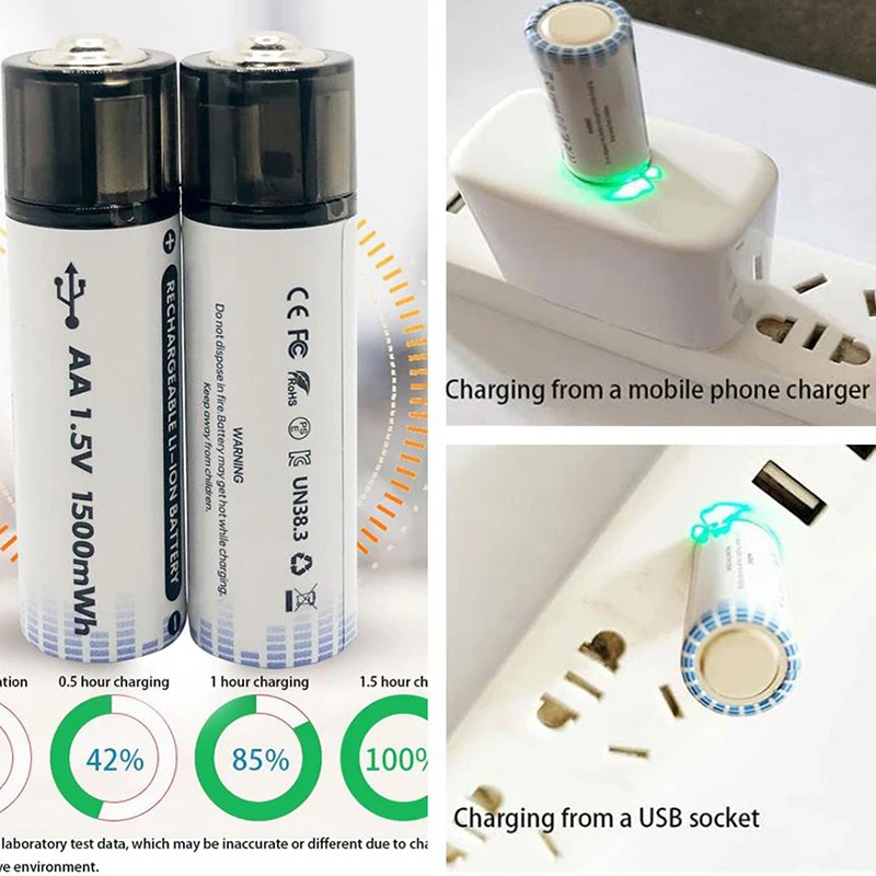 Duża pojemność 1.5V AA 1500mAh USB akumulatory AA akumulator litowo-jonowy USB do klawiatury myszy