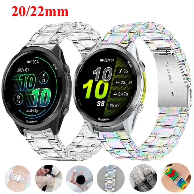 20 mm 22 mm buntes Harzband für Garmin Forerunner 970 570 S70 745 965 245 645 255 255 265 Musik Vivoactive 3 4 5 6/Venu 2 3 SQ