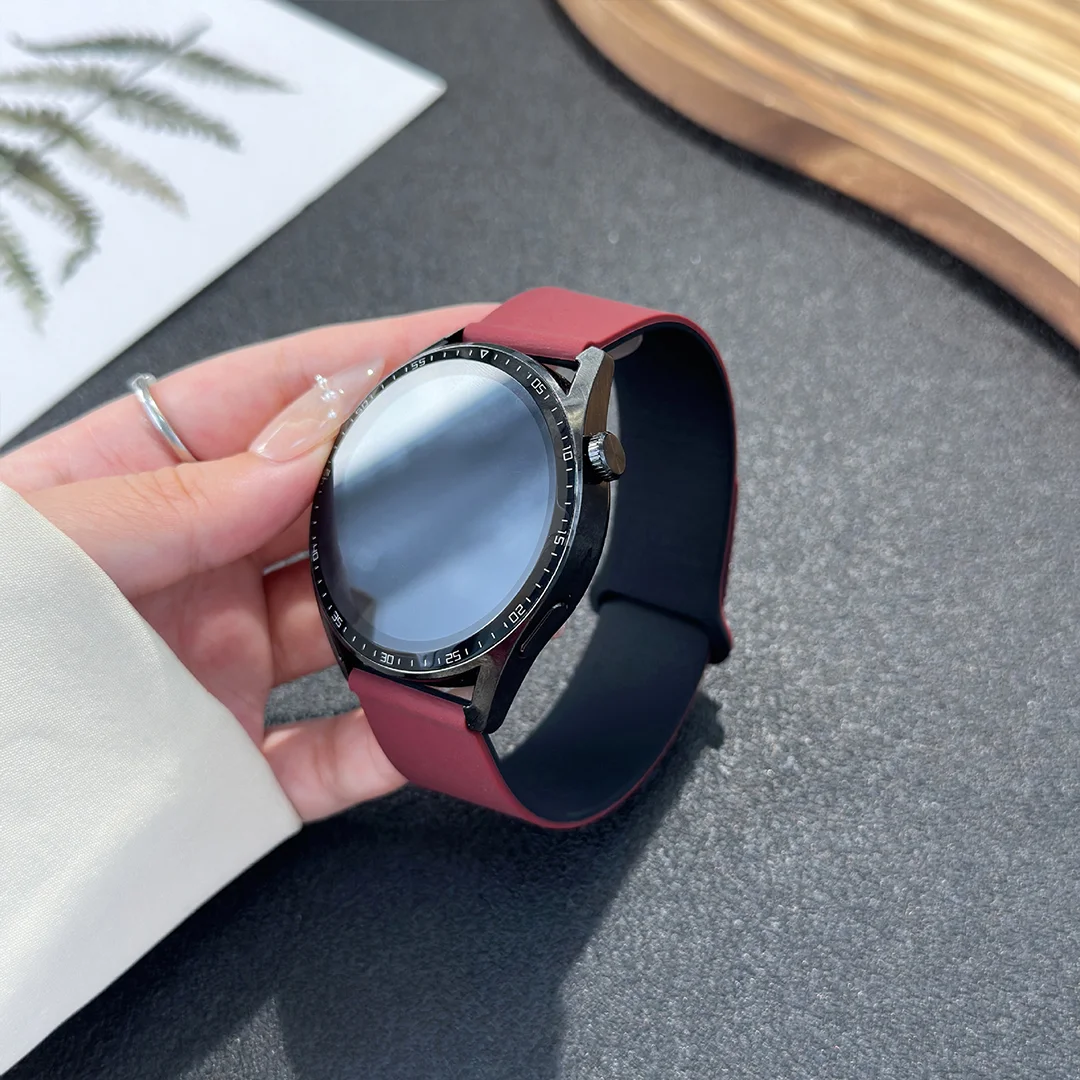 磁気ループストラップサムスンギャラクシーウォッチ 7/6/5/4 クラシックシリコーンライチパターン 20-22 ミリメートルブレスレット HUAWEI GT3-4-5 スポーツバンド