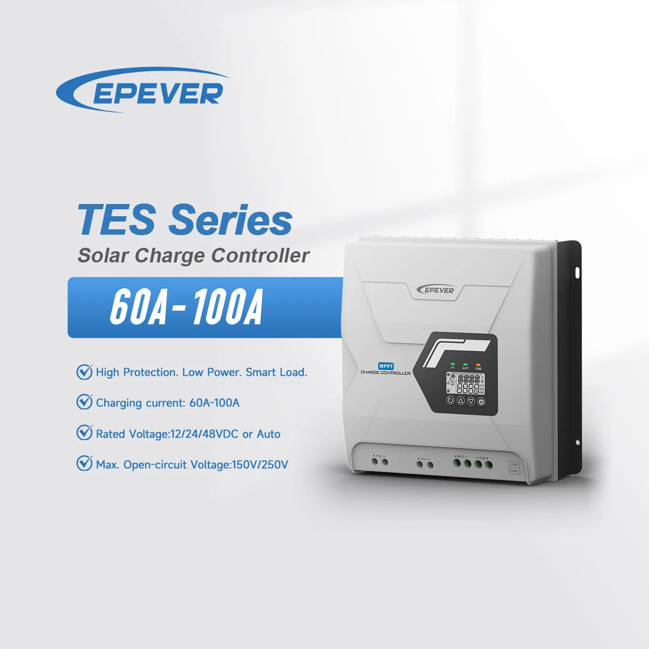 EPEVER TES Series 100A MPPT Solar Charge Controller TES10425 250V with Two PV Input And Built-in Parallel Communication for Rene