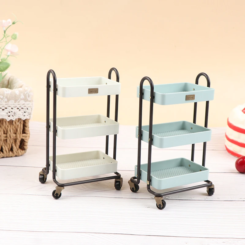 1Pc 1:12 Dollhouse Plastic 3-layer Shelf Storage Rack Flower Stand Rack Doll House Simulation Furniture Model Accessories