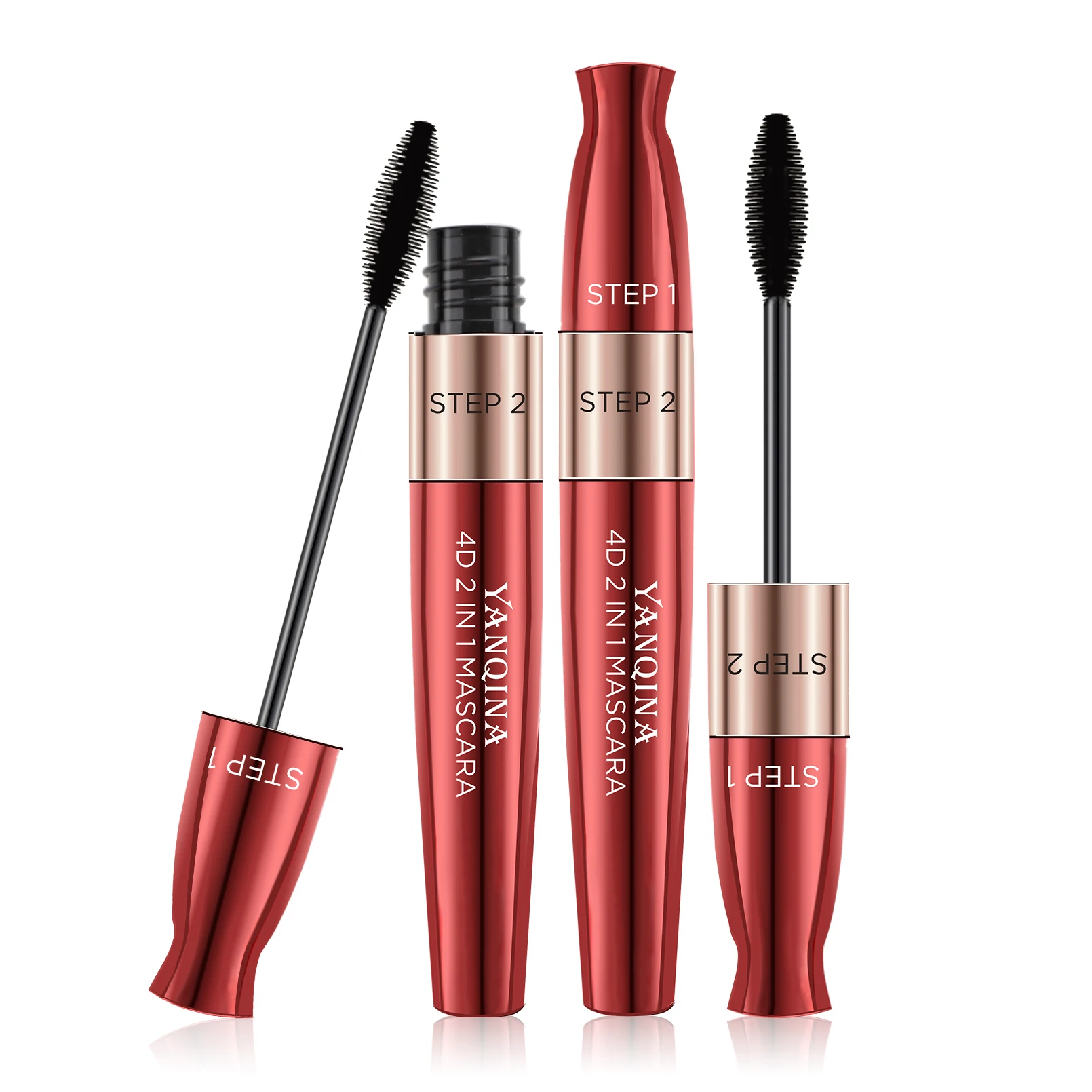 Ogen Make-Up Set 2 In 1 Zwarte Mascara + Vier-Vork Wenkbrauwpotlood Zwarte Waterproof Wimpers Snel Droog cosmetica Wimpers Brow Pen