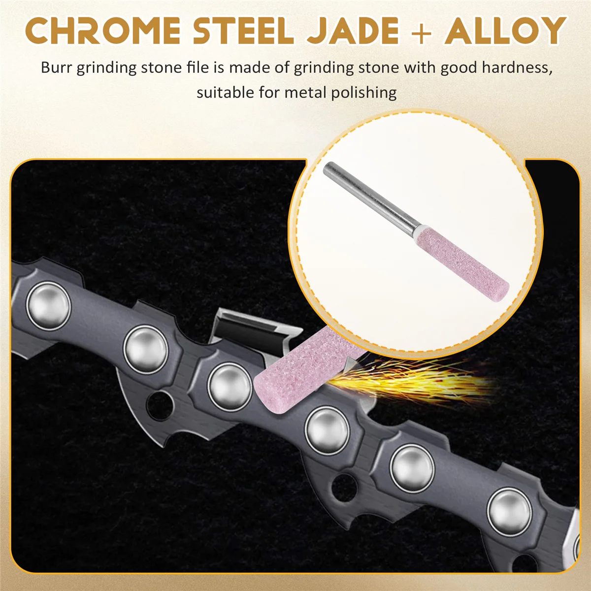 50 Pieces Burr Grinding Stone File,Polishing Grinding Tool Grinding Bits for Chainsaw Sharpener, 0.16 Inch/ 4 mm LYZ