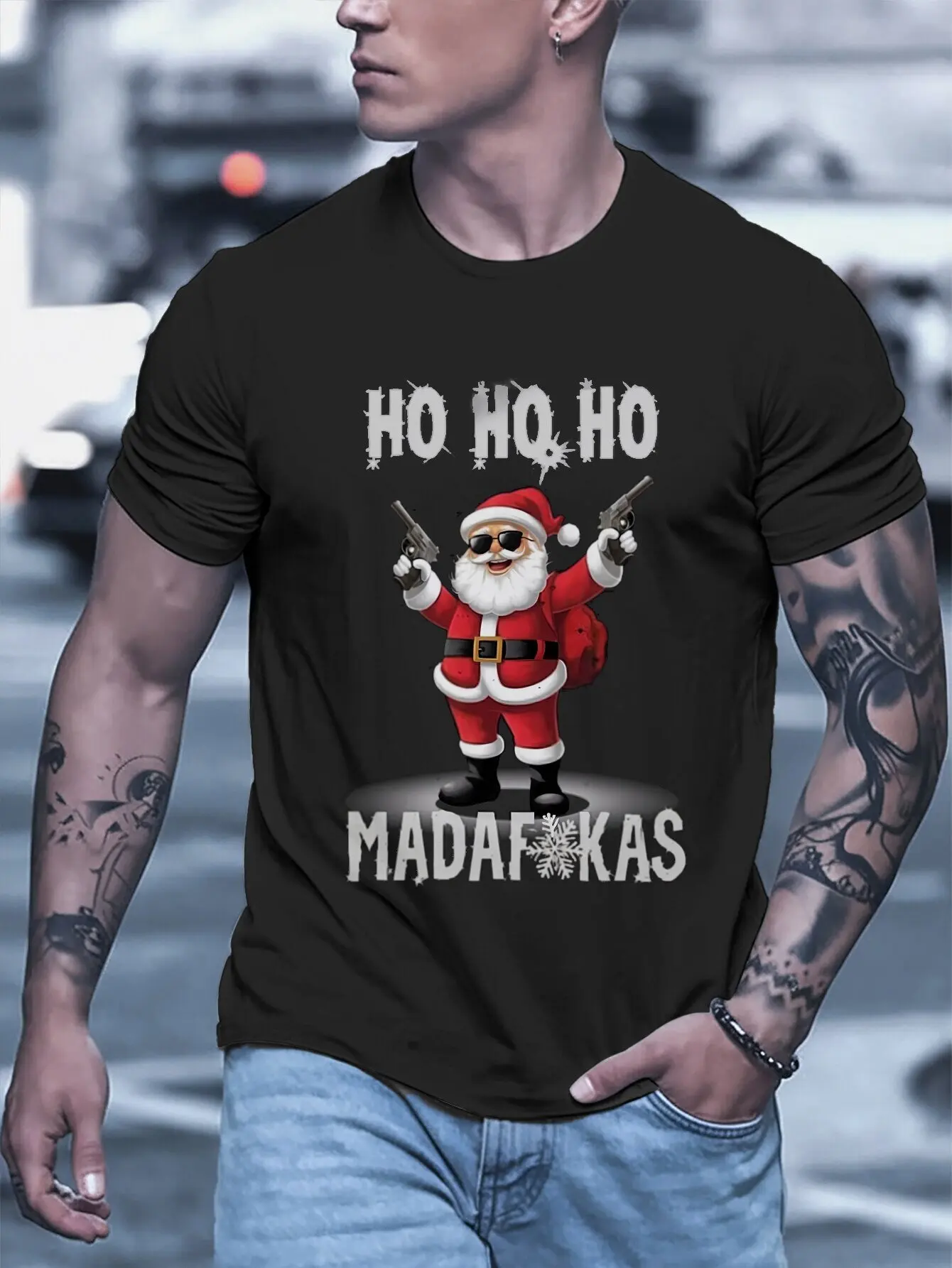 Sommer-T-Shirt für Herren, lässig, Rundhalsausschnitt, Polyester, Porträt