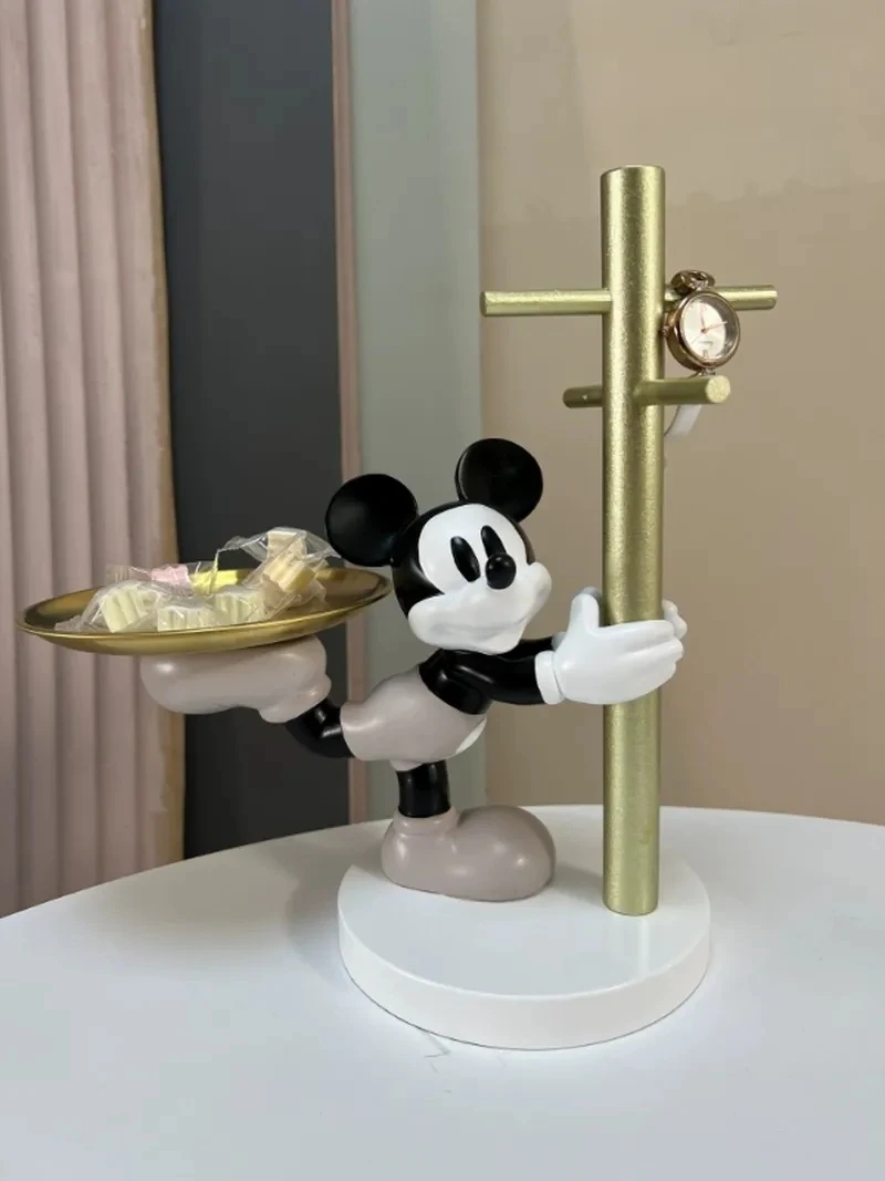 27cm Disney Cute Mickey Mouse Foyer Storage Figure Anime Living Room Tray Decorations Model Collection Figurine Ornament Gifts