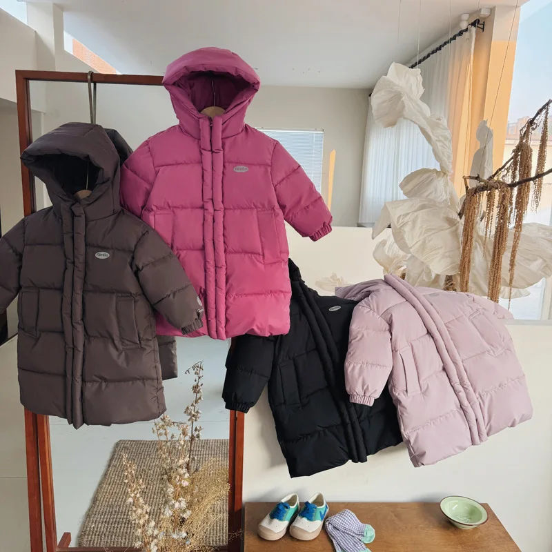 

Парки для маленьких девочек, новая зимняя ветрозащитная утепленная детская верхняя одежда с капюшоном для маленьких девочек, пальто с буквенным принтом, куртка для маленьких мальчиков, пальто