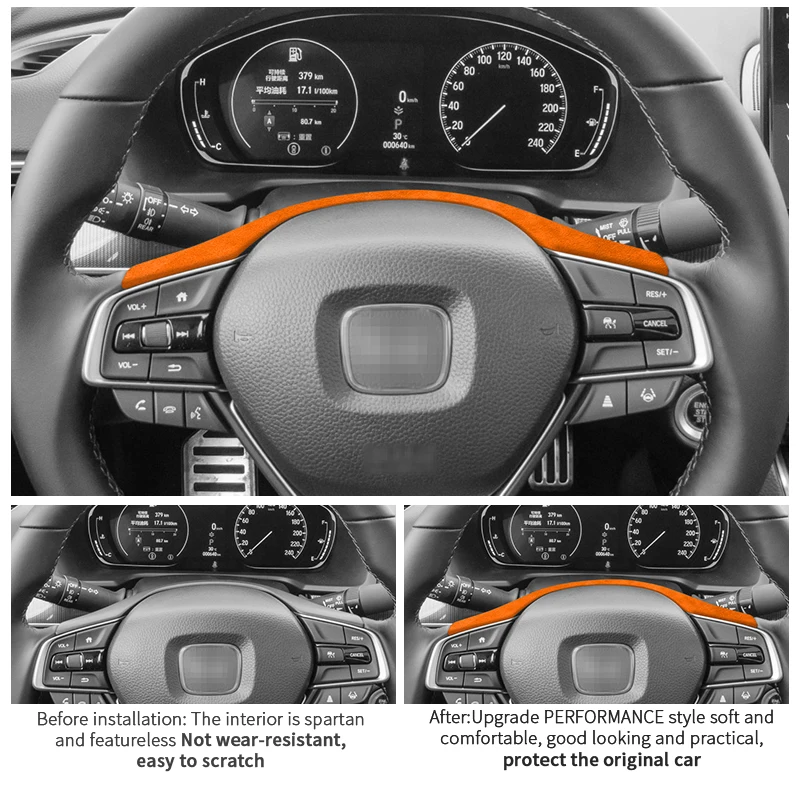 Made of Alcantara For Honda Accord 10th Gen Facelift & INSPIRE Auto Steering Wheel Decorative Frame Trim Sticker Car Accessory