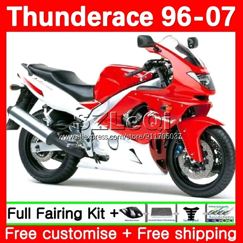 Thunderace For YAMAHA YZF1000R YZF-1000R 96 97 98 99 00 01 121No.105 YZF 1000R 2002 2003 2004 2005 2006 2007 Red white Fairing