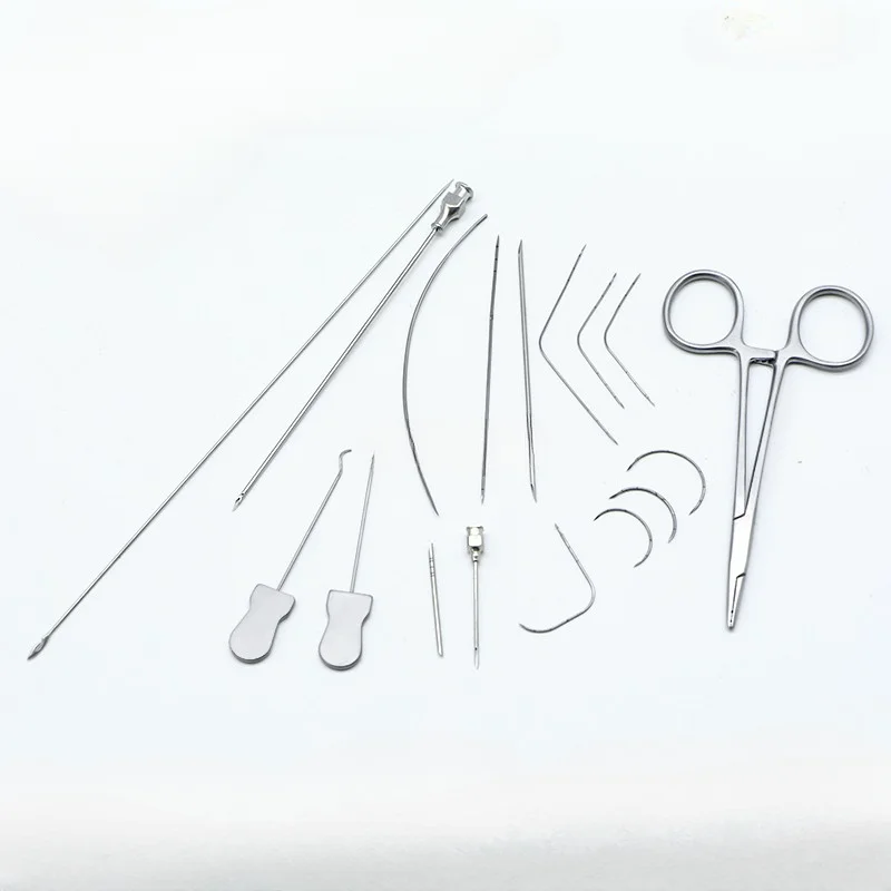 Plastic Surgery Face Lifting Thread Surgical Instruments Sharp Needle Face Lifting For Facial Fascia Lifting 17 sets Tool