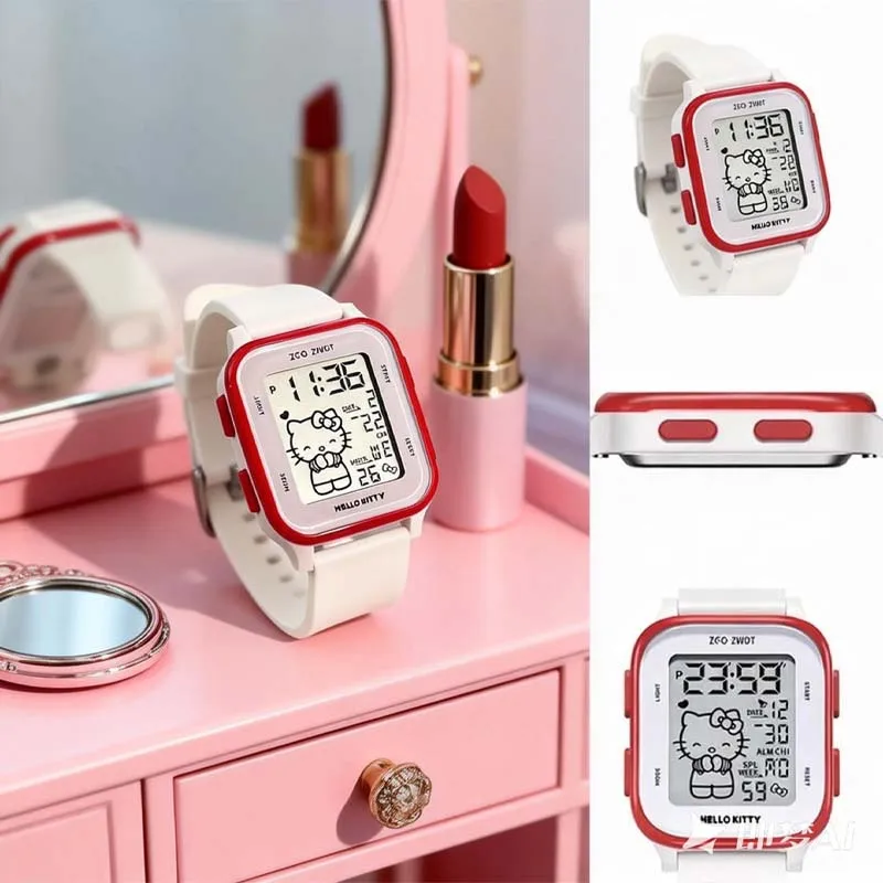 

Sanrio Hello Kitty LED Digital Watch Student Multi Functional Outdoor Sports Watch Waterproof Luminous Electronic Watchs Gifts