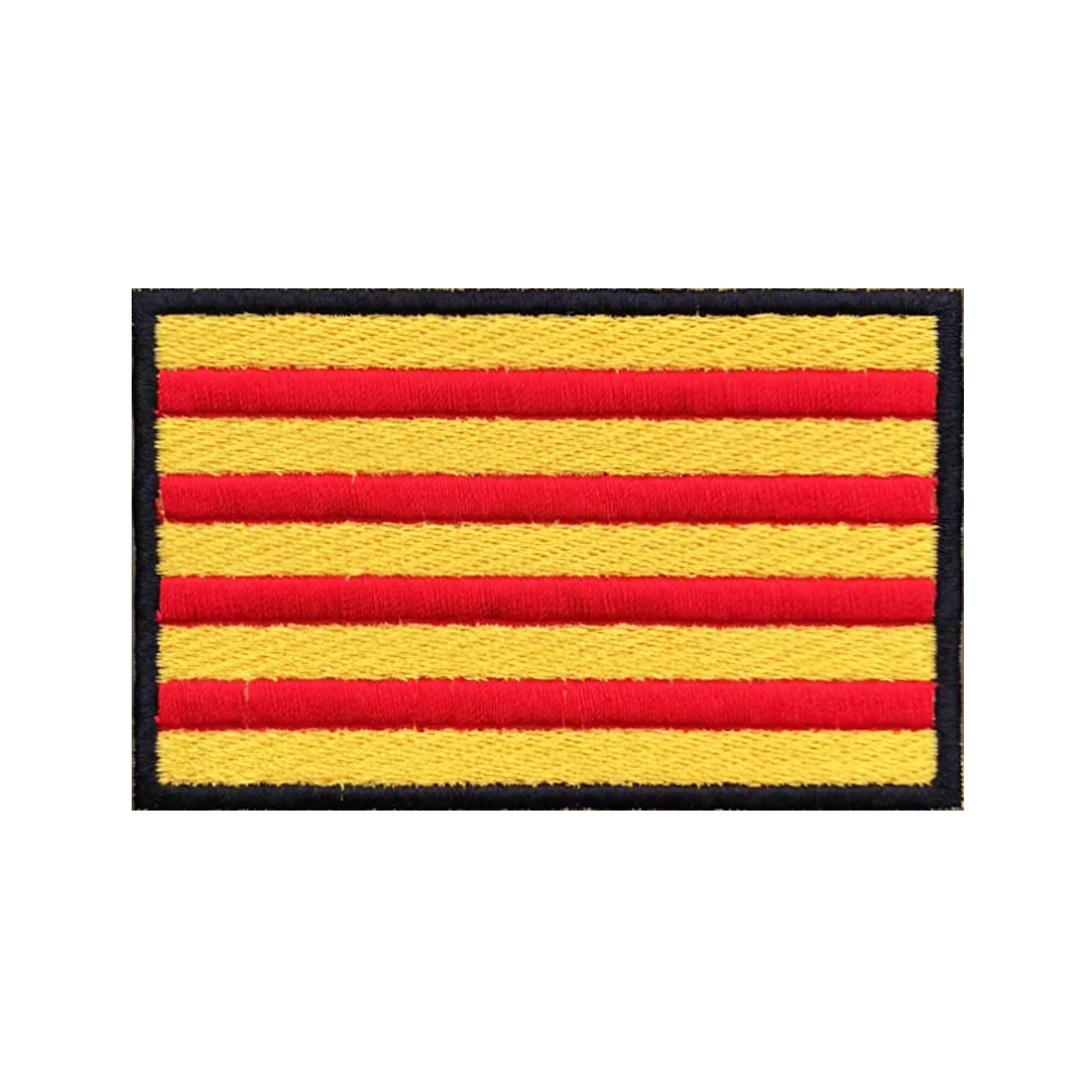 1PC Catalonia Flag Patches Armband Embroidered Patch Hook & Loop Or Iron On Embroidery Badge Military Stripe