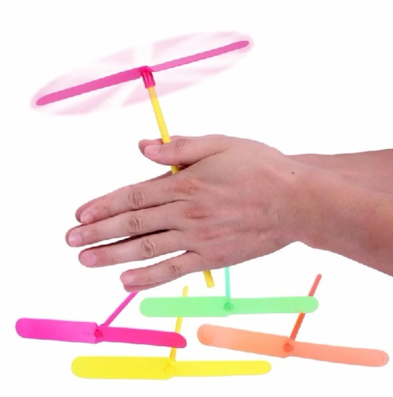 1-10Pcs ความแปลกใหม่ LED Lightning Flying Dragonfly ของเล่นพลาสติกไม้ไผ่แมลงปอ Hand แฟลช Fly เด็กเด็กของเล่นกลางแจ้งของขวัญ