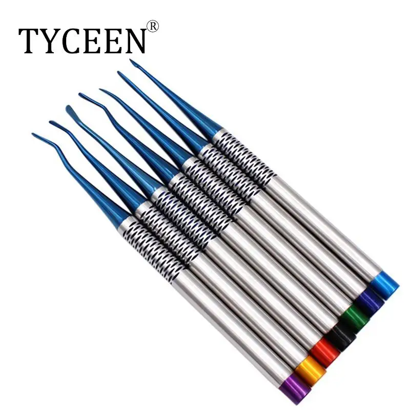 7 pcs/set Dental Tooth Extracting Tools Set Titanium Alloy Implant Instrument Dental Elevator Set Dental Extraction Root Tooth