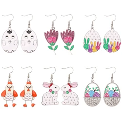Easter Earrings for Women Enamel Colorful Bunny Egg Drop Dangle Earrings Cute Stylish Spring Earrings Festive Party Jewelry