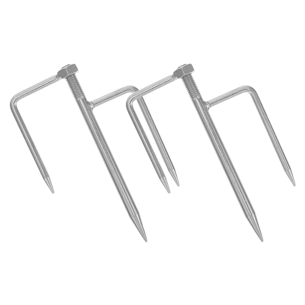 

2pcs Sun Umbrella Plug Metal Stand Beach Tripod Stake Anchor Galvanized Ground Outdoor Base Sand Parasol Spike Stakes Grass