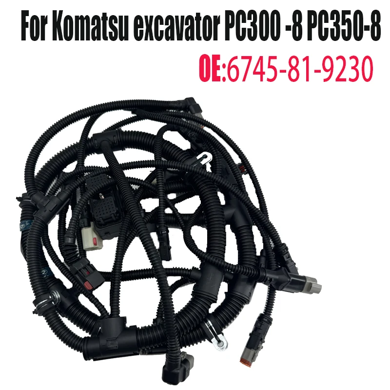 Replaceable excavator engine wiring harness For Komatsu PC300-8 PC350-8 Accessory number 6745-81-9230 6745819230 Wire harness