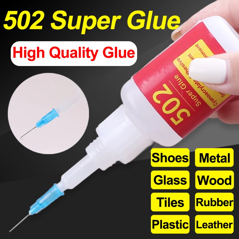 Super Glue Extra Strong Waterproof Instant Adhesive Seconds CA Cyanoacrylate 502 Metal Wood Shoe Glass Plastic Silicone Rubber