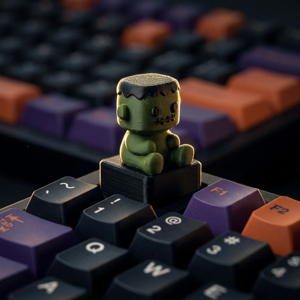 Halloween Frankenstein Artisan Keycap 3D Printed Cute Monster MX Switch Key Cap for Mechanical Gaming Keyboard Decor Gift