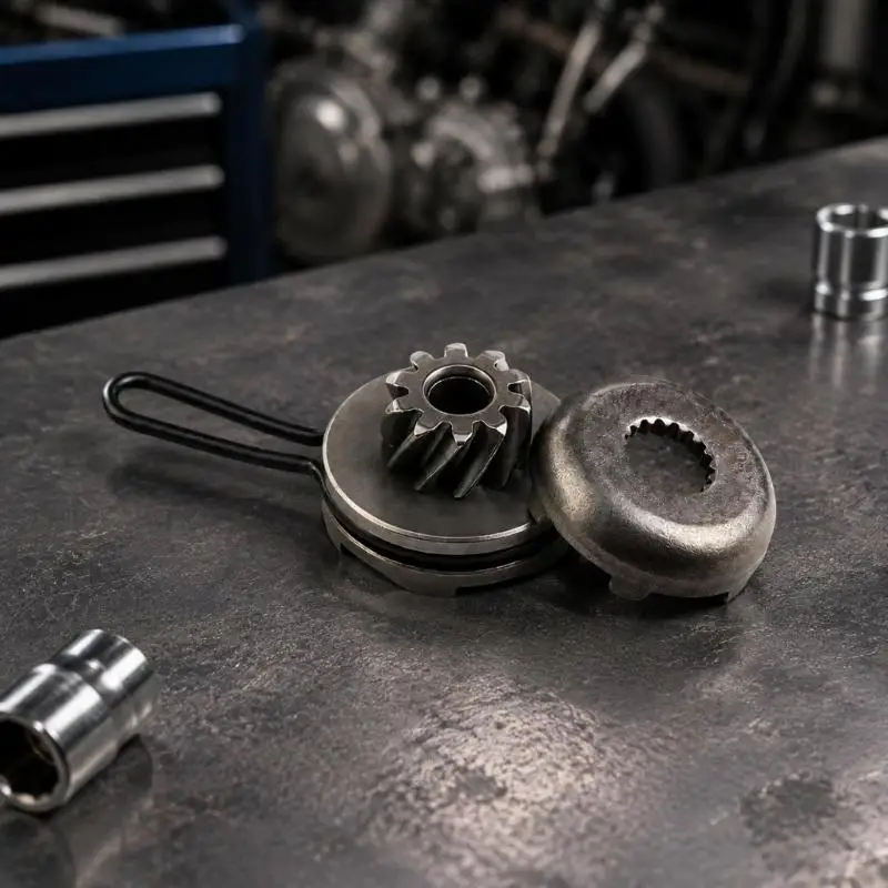 M76E External-Tooth Kick Starter Gear Set, Metal Direct Replacement Assembly with Separate Round Cover and Splined Center