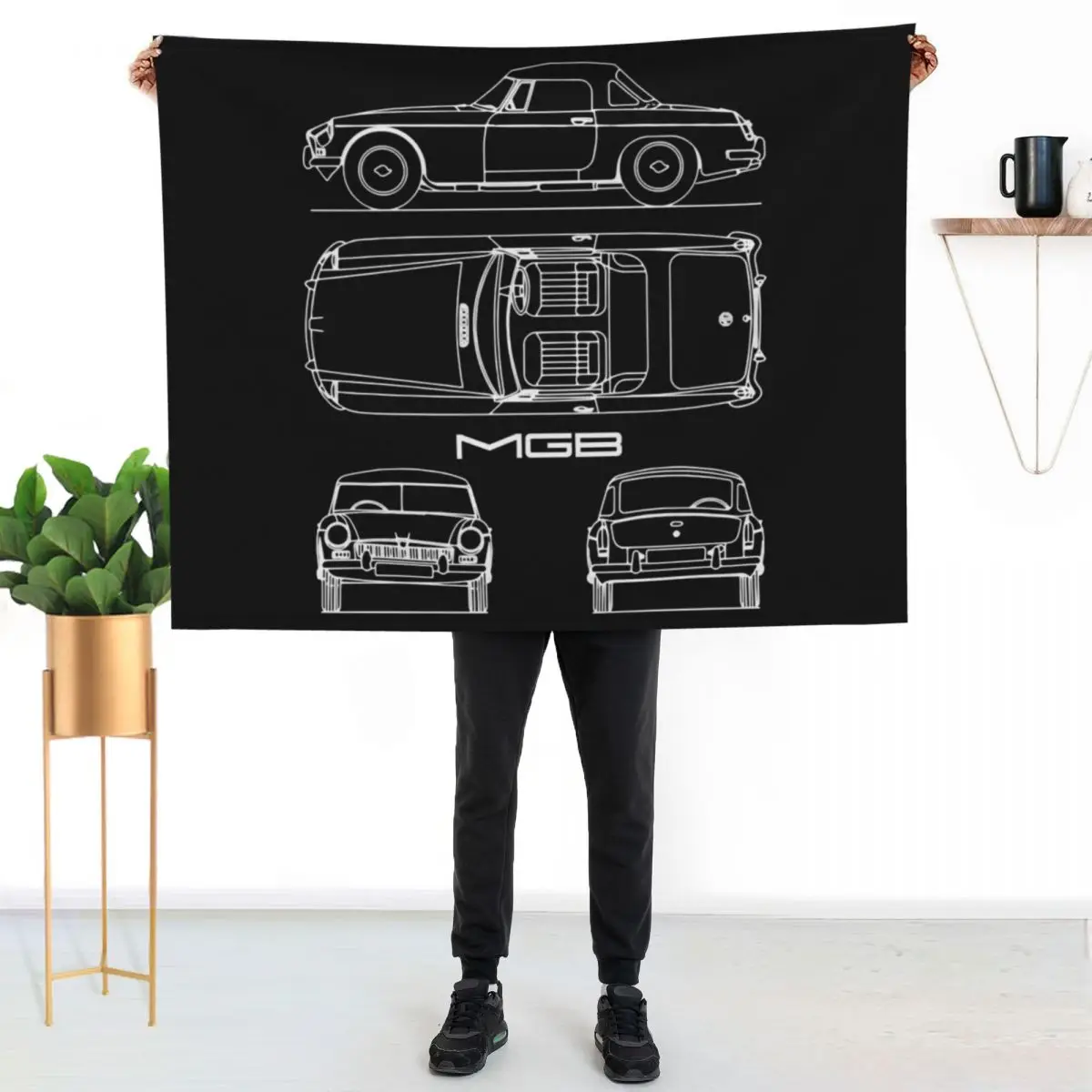 The MGB Blueprint Throw Blanket Thermal Soft Beds Sofa Throw decorative Decorative Sofas For Baby Blankets