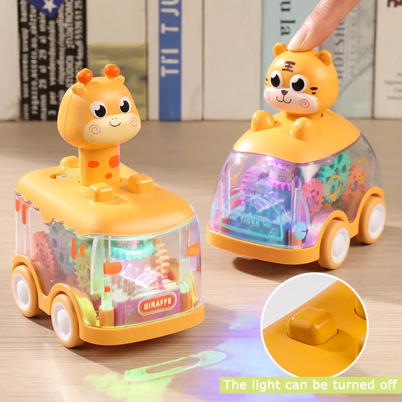 Baby Toys Press Gear Car Toys Toddlers Light Up Toys Kids Puzzle Sliding Toy Cartoon Inertial Car Boys and Girls Birthday Gifts