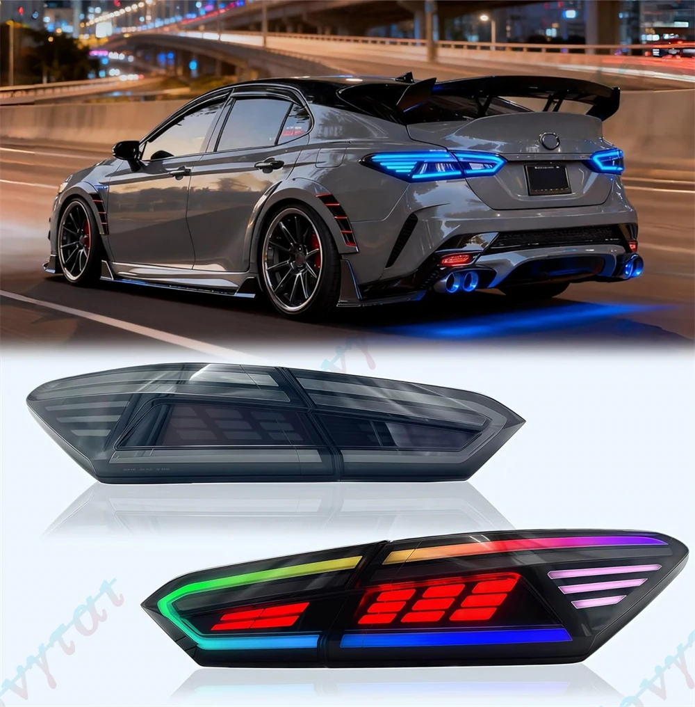 Pair LED Taillights For 2018 2019 2020 2021-2024 TOYOTA Camry LE SE TRD XSE XLE Taillamp Rear Lamp Brake Fog Turn Signal Light